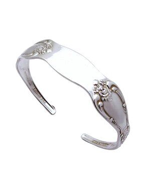 Vintage Silver Plate Floral Spoon Cuff Bracelet Wm A Rogers Oneida LTD